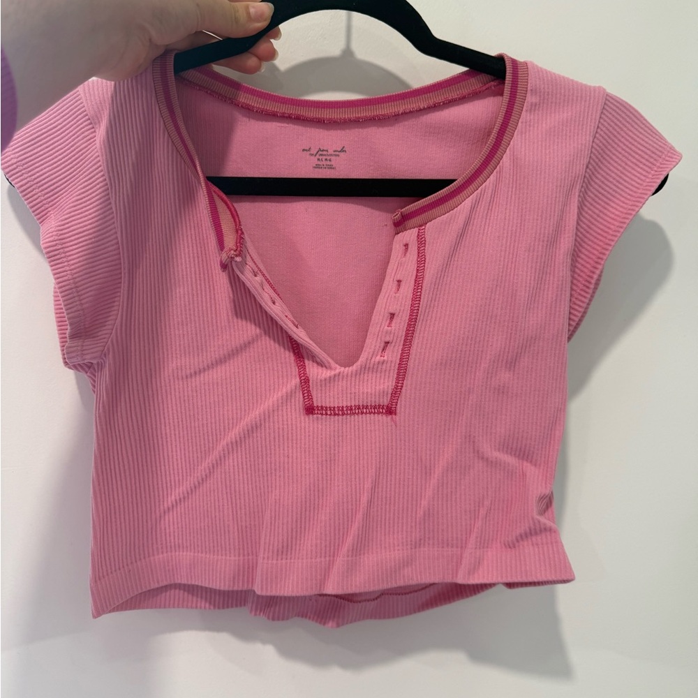 Urban Outfitters Pink Polo Crop T-Shirt